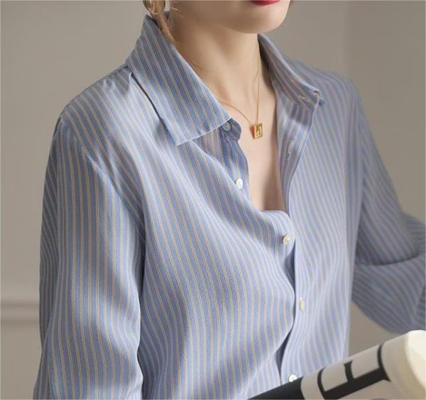 Blue Striped Silk Shirt