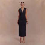 Sexy Sleeveless High-Waist V-Neck Midi Dress | Chic Evening Party Dress