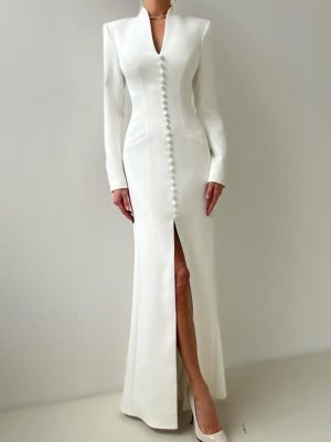 High Waist Button Detail Dress for Women