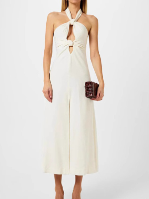 White Sleeveless Hollow-Out Midi Dress | Sexy Spaghetti Strap Dress