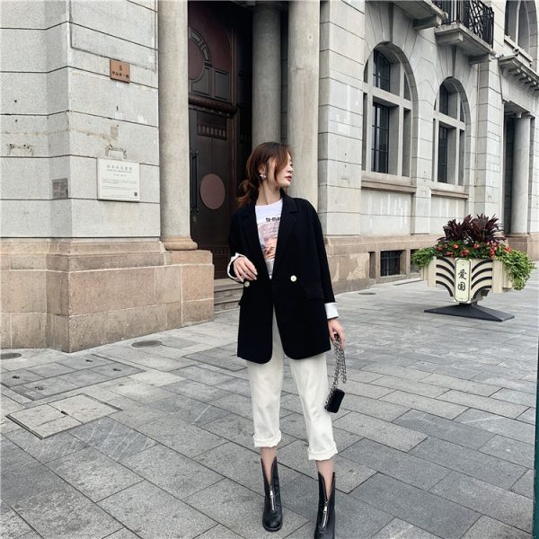 Double-breasted Casual Loose Women's Suit