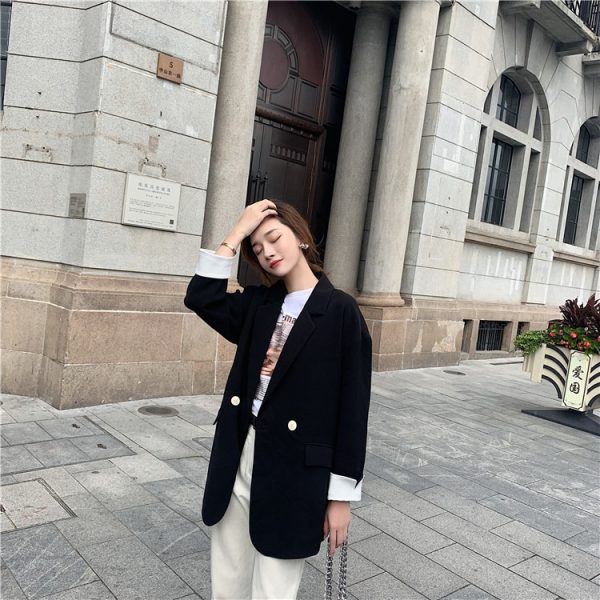 Double-breasted Casual Loose Women's Suit