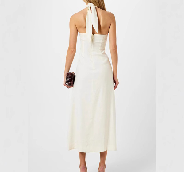 White Sleeveless Hollow-Out Midi Dress | Sexy Spaghetti Strap Dress