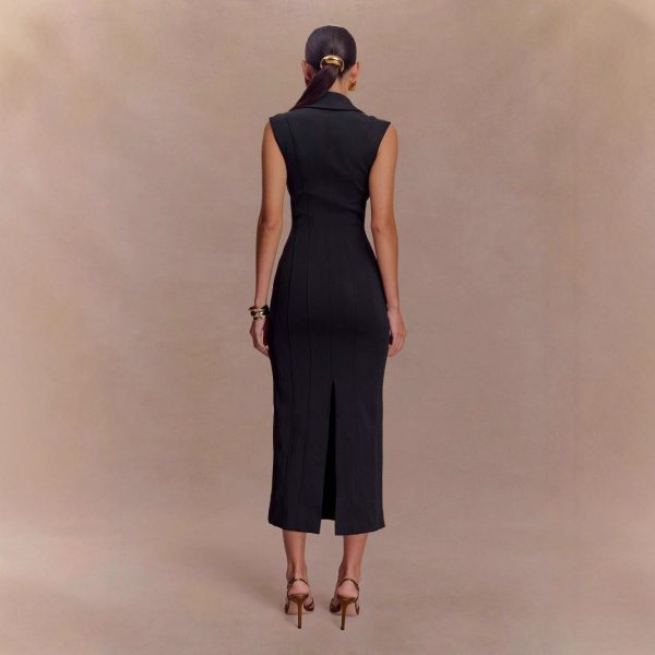 Sexy Sleeveless High-Waist V-Neck Midi Dress | Chic Evening Party Dress