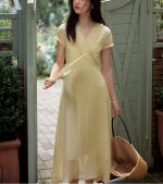 Long Casual V-Neck Dress with Ruffle Sleeves | Cotton Bamboo Blend