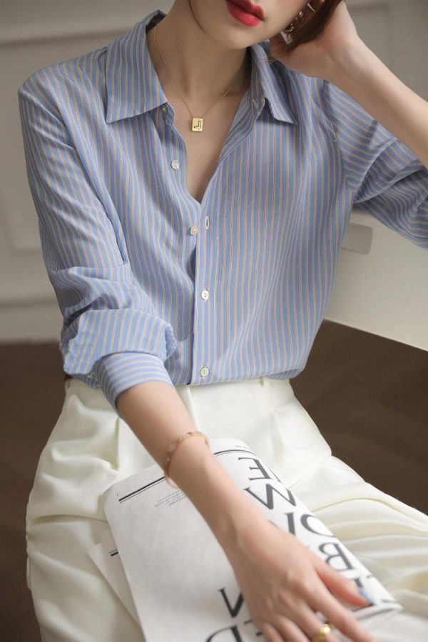 Blue Striped Silk Shirt