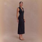 Sexy Sleeveless High-Waist V-Neck Midi Dress | Chic Evening Party Dress