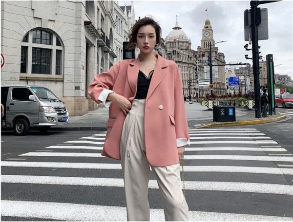 Double-breasted Casual Loose Women's Suit