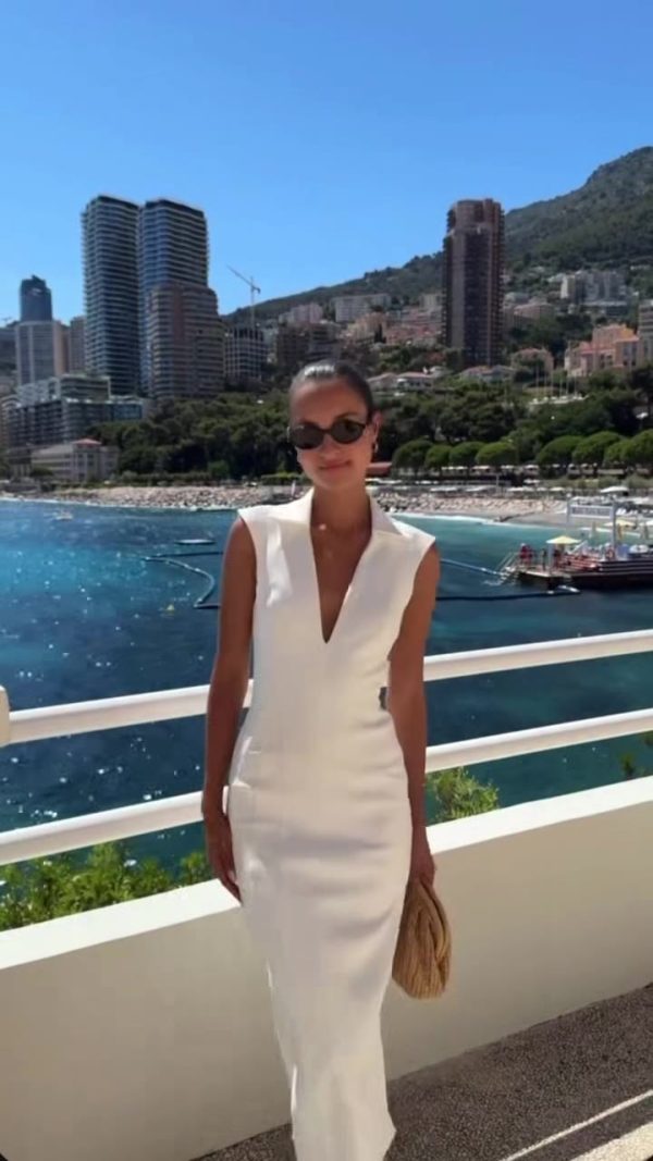 Sexy Sleeveless High-Waist V-Neck Midi Dress | Chic Evening Party Dress