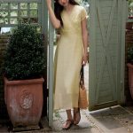 Long Casual V-Neck Dress with Ruffle Sleeves | Cotton Bamboo Blend