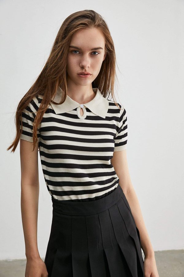 By the Sea Black Striped T-Shirt