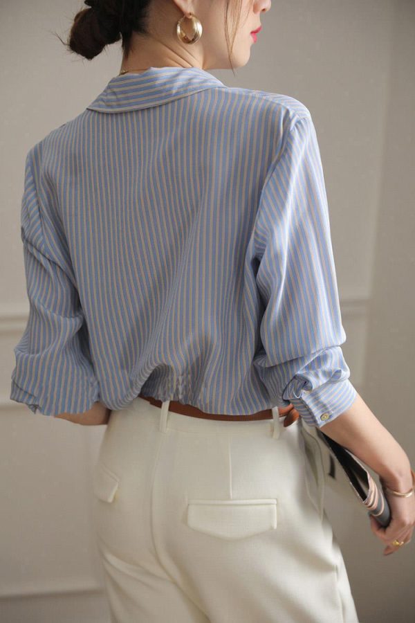 Blue Striped Silk Shirt
