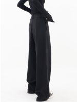 Asymmetrical Layer Button Wide Leg Pants