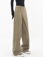Asymmetrical Layer Button Wide Leg Pants