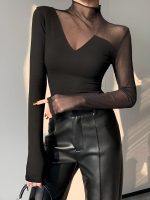 Asymmetrical Mesh Panel T-Shirt