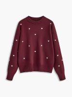 Embroidered Heart Oversized Knit Sweater