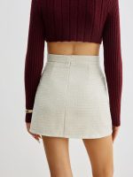Tweed Zipper A-Line Mini Skirt