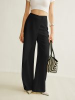 Asymmetrical Cross Wrap High-Waist Pants