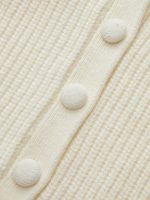 V-Neck Button Wool Blend Cable Knit Cardigan