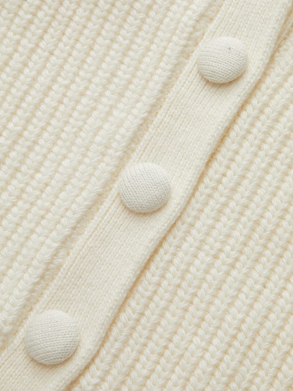 V-Neck Button Wool Blend Cable Knit Cardigan