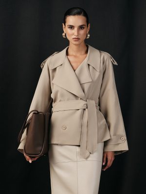 Wide Lapel Belted Trench Coat