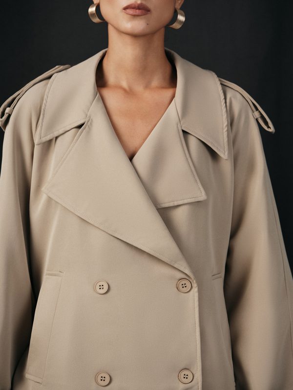 Wide Lapel Belted Trench Coat