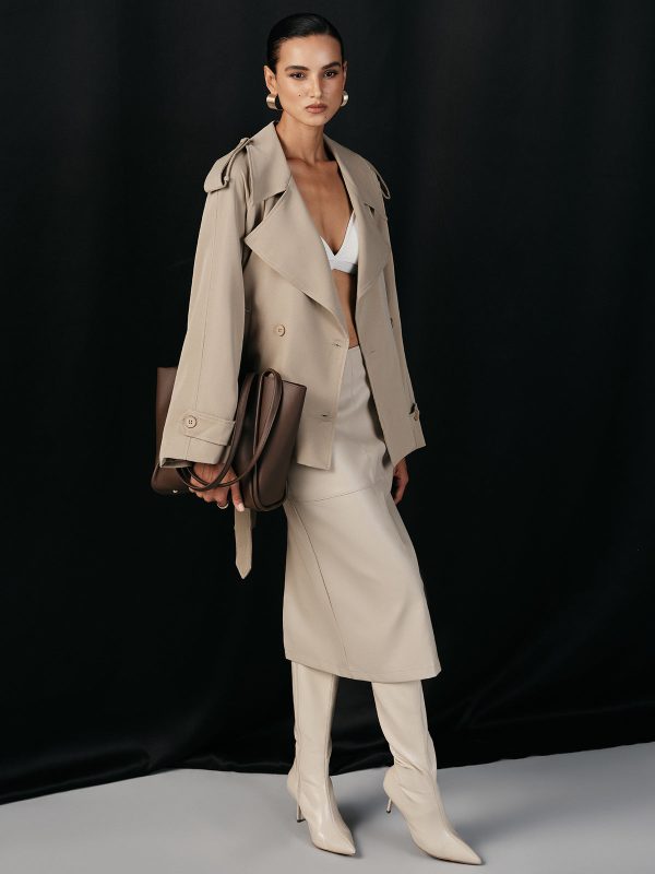 Wide Lapel Belted Trench Coat