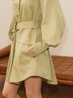 Lapel Trench-Style Belted Dress