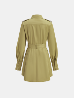 Lapel Trench-Style Belted Dress