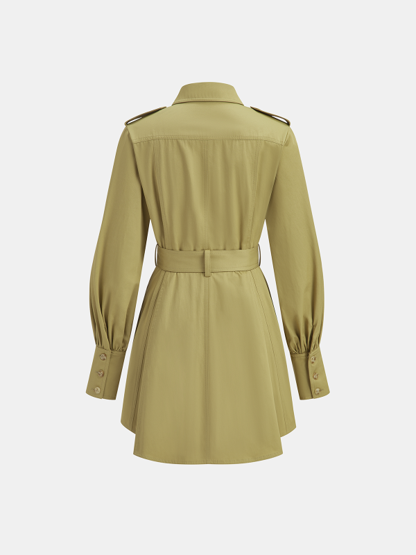 Lapel Trench-Style Belted Dress