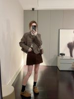 Velvet Mini Skirt with Belt