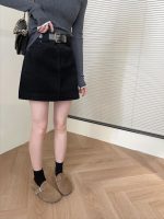 Velvet Mini Skirt with Belt