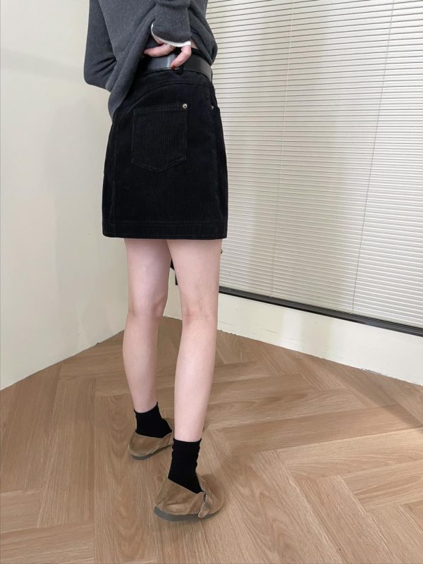 Velvet Mini Skirt with Belt