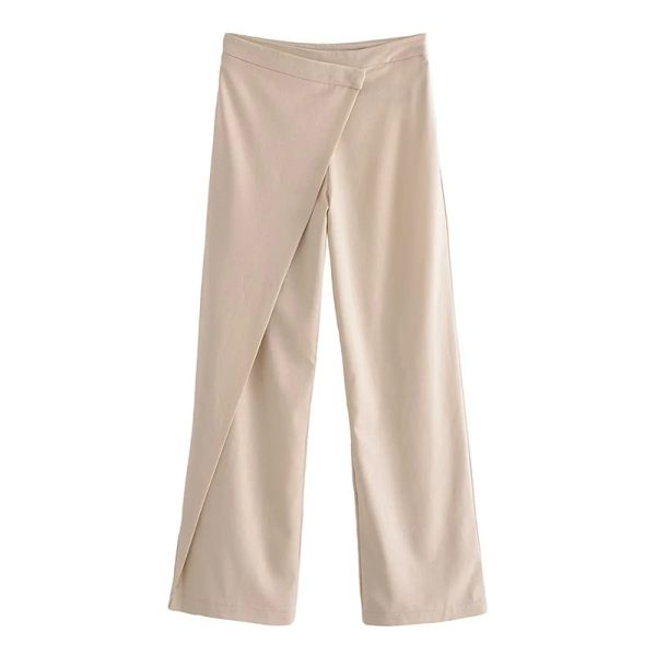 Asymmetrical Cross Wrap High-Waist Pants