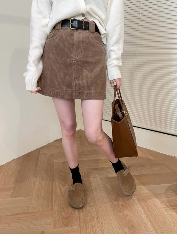 Velvet Mini Skirt with Belt