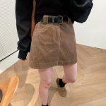 Velvet Mini Skirt with Belt