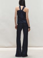 Satin Halter Neck Top and Wide-Leg Pants Set