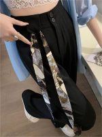 Black High-Waisted Straight Trousers Slacks