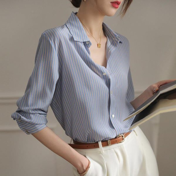 Blue Striped Silk Shirt