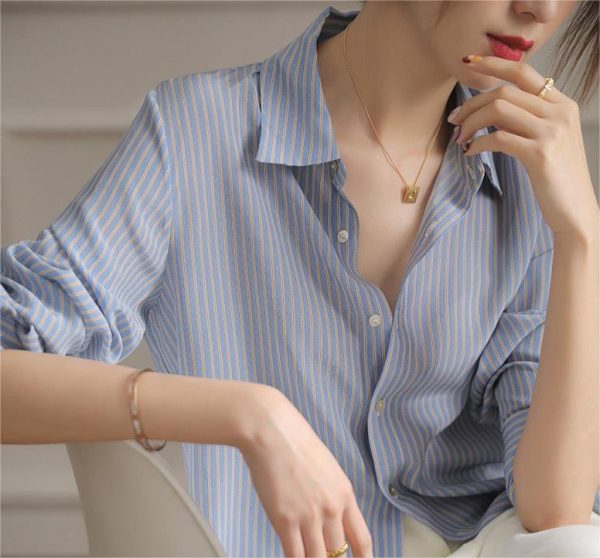 Blue Striped Silk Shirt