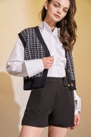 Black Knit Plaid V-Neck Sweater Vest
