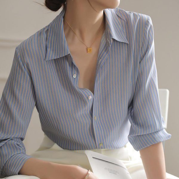 Blue Striped Silk Shirt